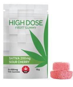 Sour Cherry Sativa Gummies (200mg THC) by High Dose