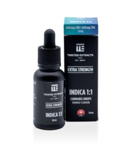 Extra Strength Indica 1:1 Cannabis Drops - Twisted Extracts (600mg of CBD | 600mg of THC - Orange Flavour)