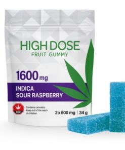 Sour Raspberry Indica Gummies (1600mg THC) by High Dose