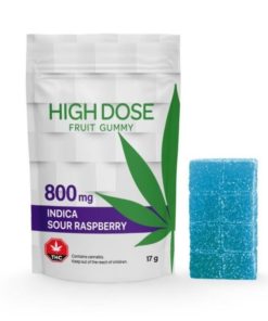 Sour Raspberry Indica Gummies (800mg THC) by High Dose