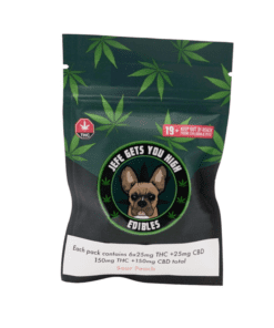 Jefe Gets You High Edibles – (150mg THC + 150mg CBD) Sour Peach Gummies (6x50mg)